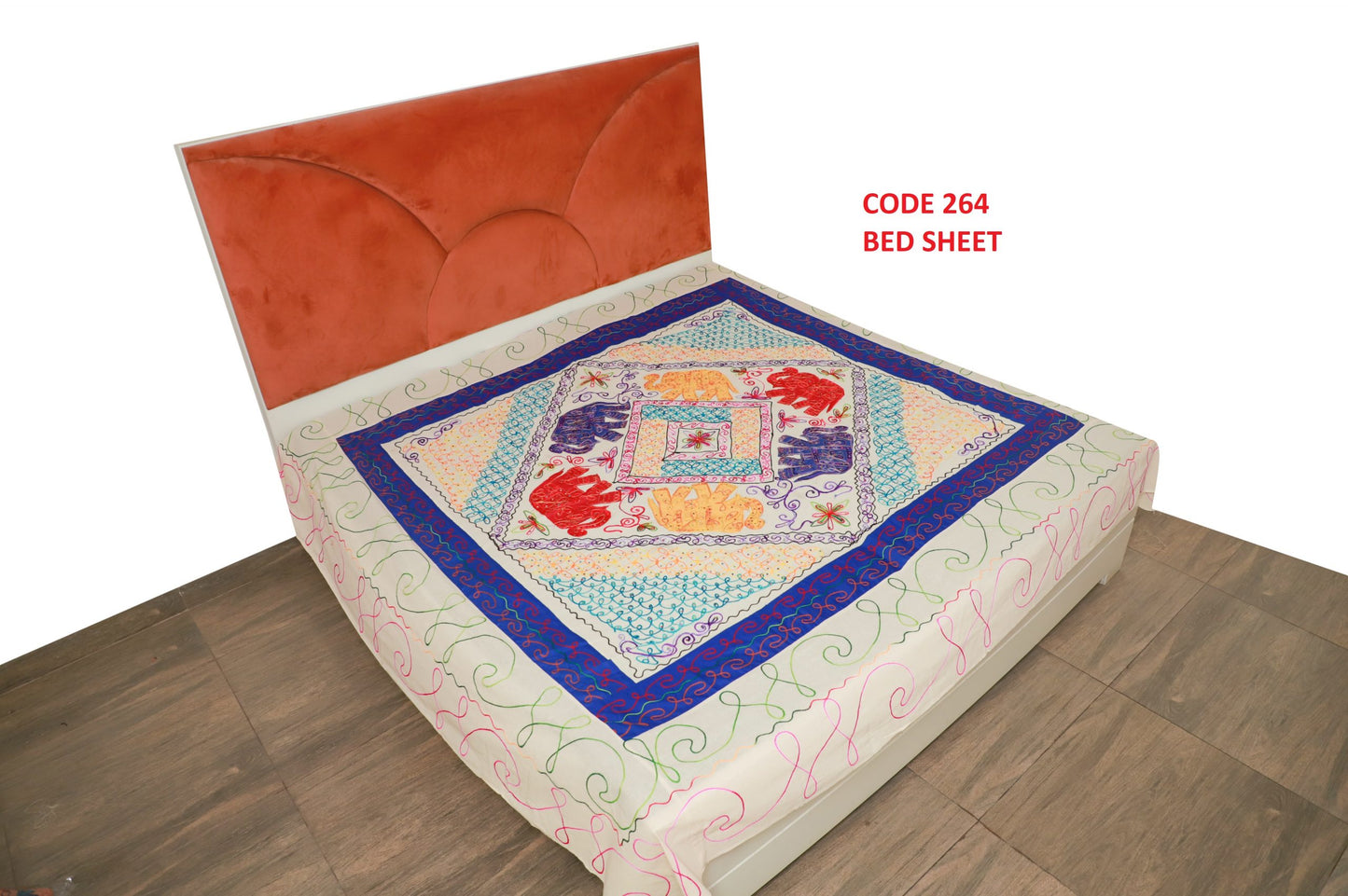 KRAFTBARN - AARI BED SHEETS 100% COTTON WITH SIZE OF 90X108, BLUE COLOR- 264