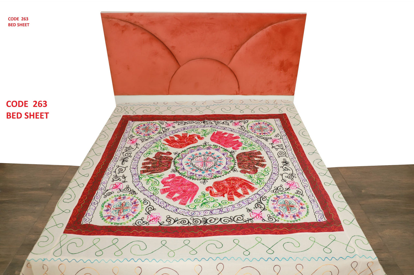 KRAFTBARN - AARI BED SHEETS 100% COTTON WITH SIZE OF 90X108, MEHROON COLOR- 263