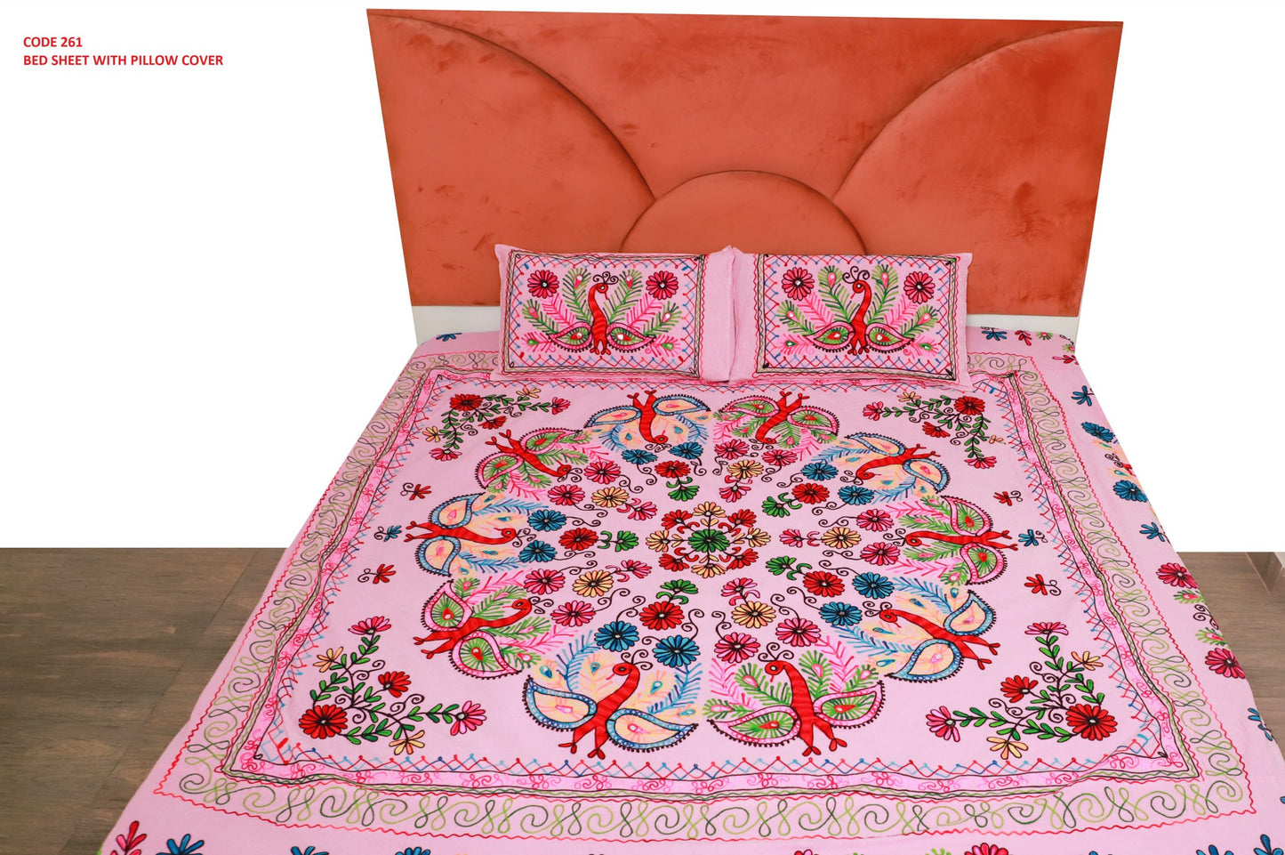 KRAFTBARN - BED SHEETS WITH PILLOW COVER 100% COTTON WITH SIZE OF 90X108, PINK COLOR- 261