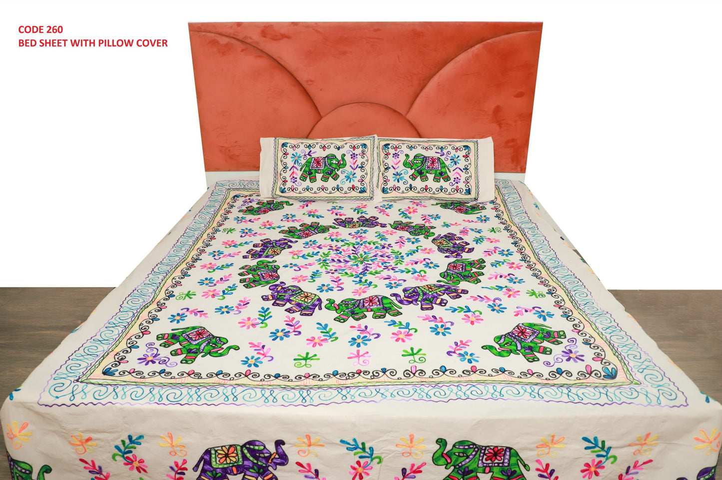 KRAFTBARN - BED SHEETS WITH PILLOW COVER 100% COTTON WITH SIZE OF 90X108, WHITE COLOR - 260