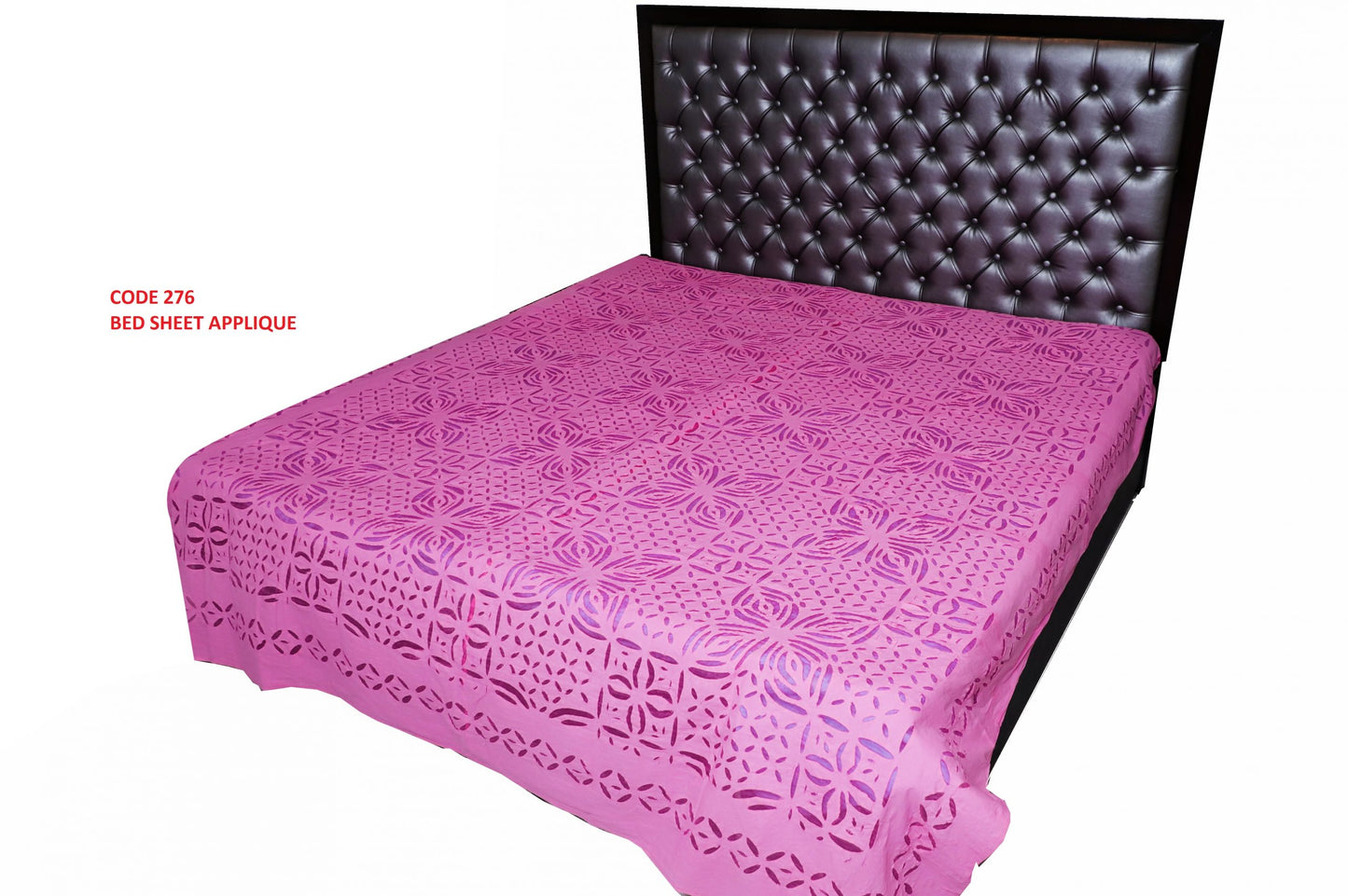KRAFTBARN - APPLIQUE BED SHEETS 100% COTTON WITH SIZE OF 90X108, PINK COLOR- 276