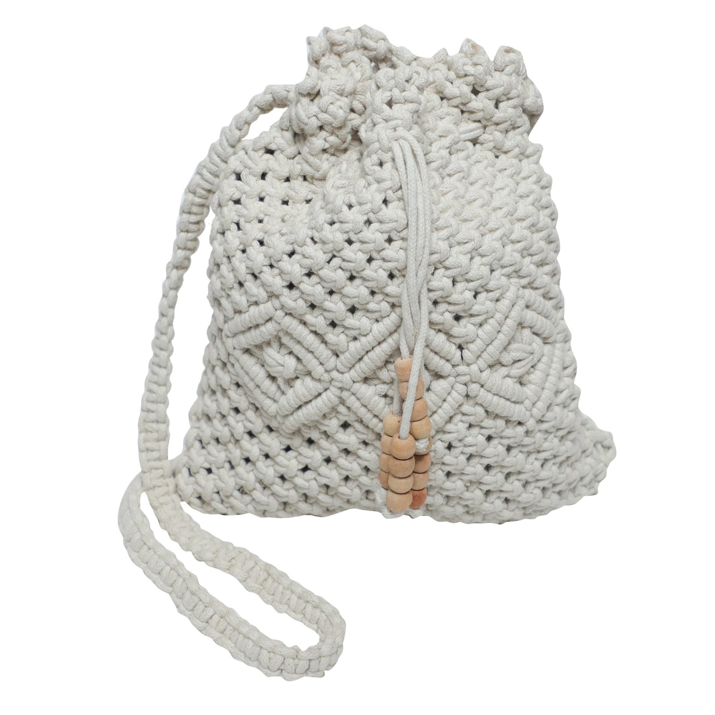 Kraft Barn Vintage Handmade Boho Macrame Shoulder Bag - Natural- 400