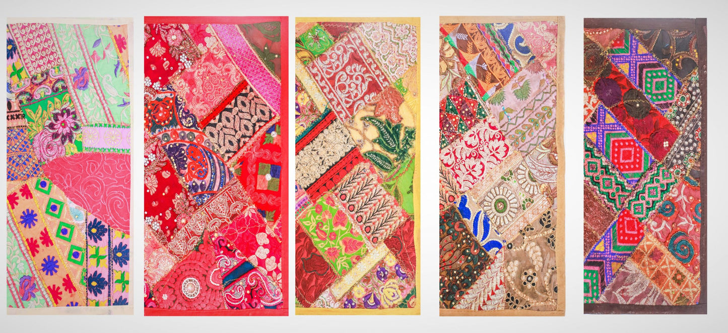 TABLE PLACEMATS/ TABLE MATS 18" X 12" (SET OF 6 PCS) HANDMADE PATCH WORK RED COLOR - 206