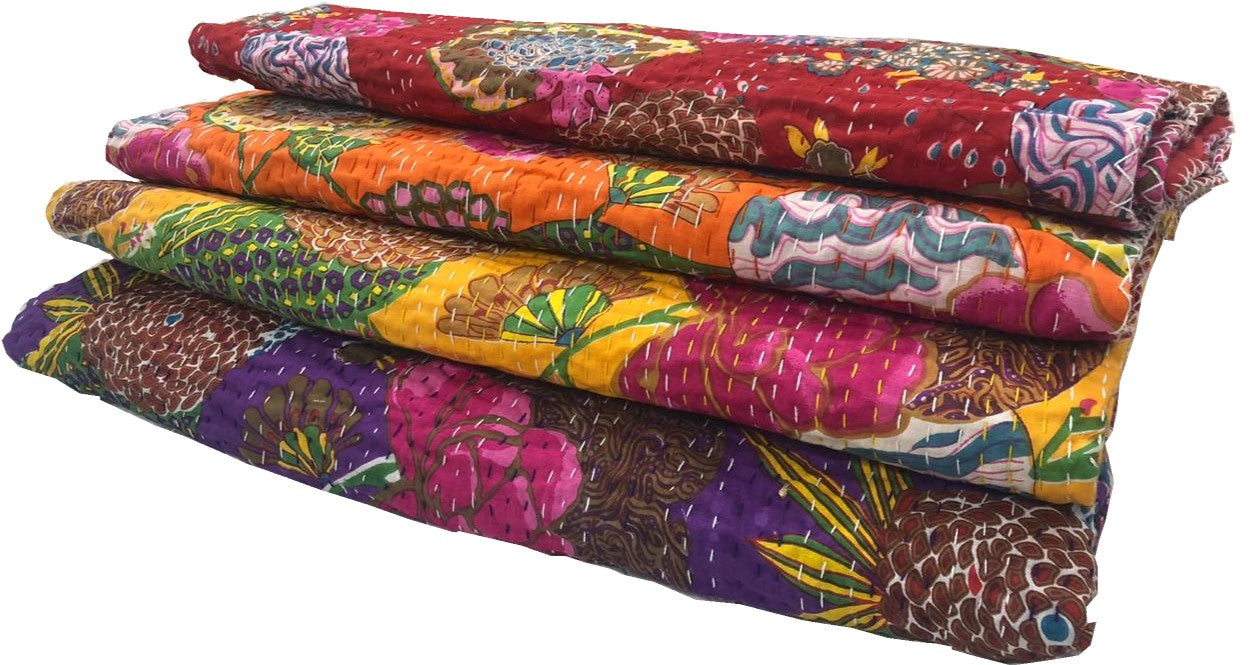 KRAFTBARN - JAIPURI BED SHEETS 100% COTTON WITH SIZE OF 90X108, RED COLOR- 271