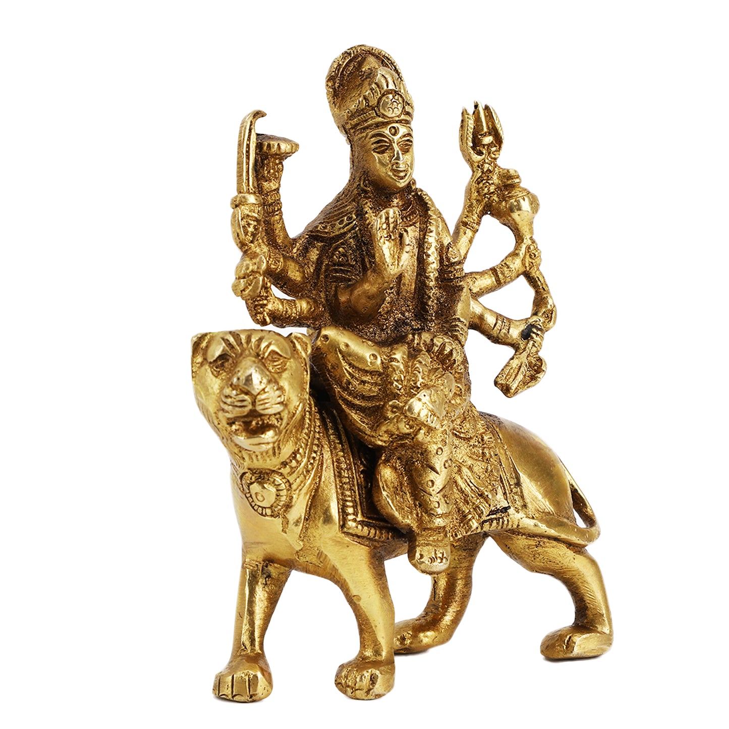 Kraftbarn - HINDU GOD BRASS STATUE - DURGA MATA SIZE 5.5" HEIGHT - 378
