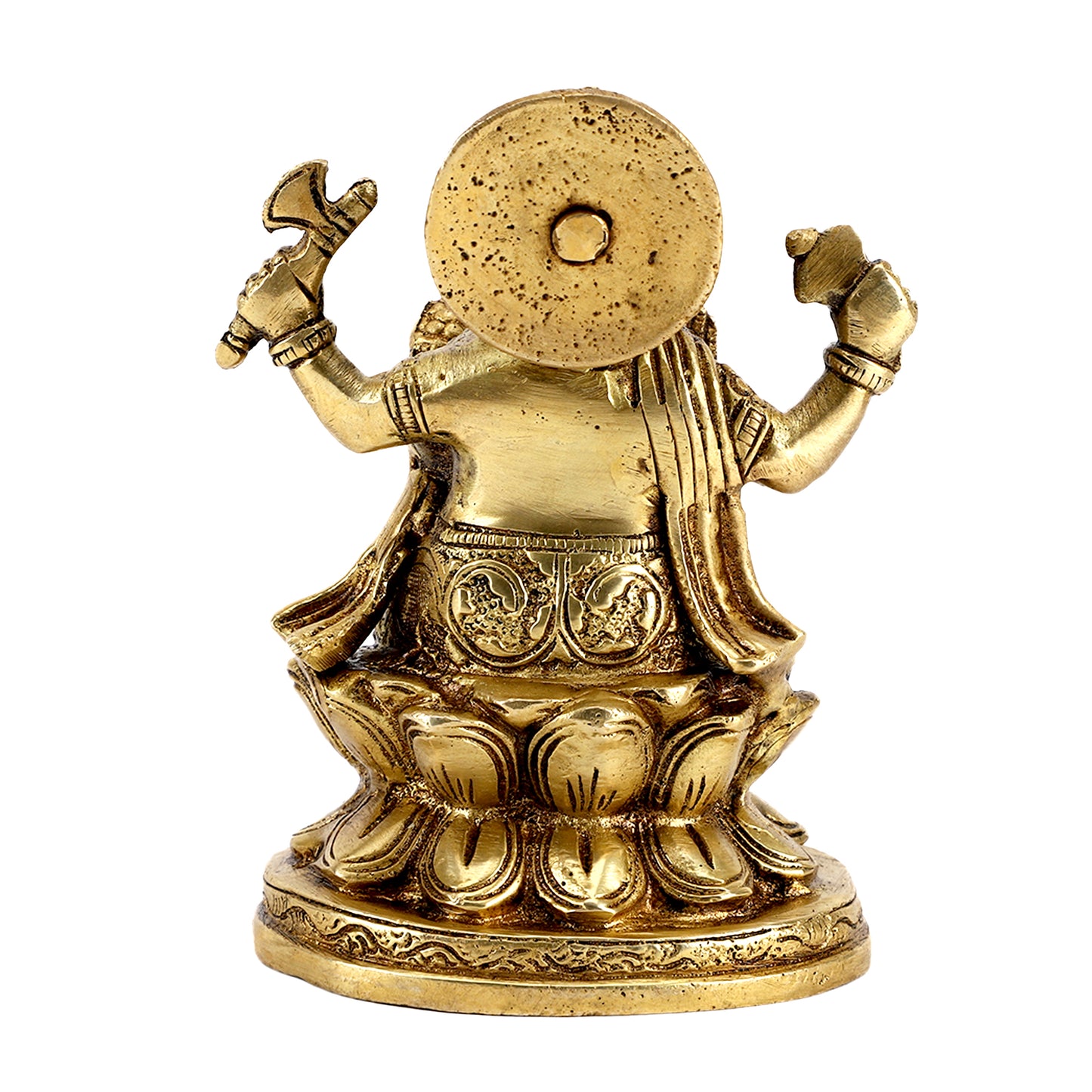 Kraftbarn - HINDU GOD BRASS STATUE - MUKUT GANESHA ON KAMAL SIZE 5" HEIGHT - 369