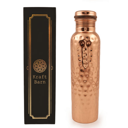 KraftBarn 34 OZ Pure Copper Bottle Hammered Gloss - 357